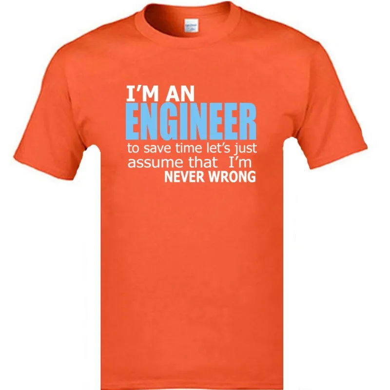 Engineer Saying Men&#39;s Prevalent Tops Shirt Word Letter Headline Crew Neck Cotton Top T-shirt Standard Short Sleeve T-Shirt Black