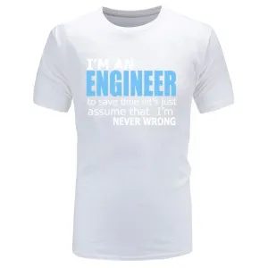Engineer Saying Men&#39;s Prevalent Tops Shirt Word Letter Headline Crew Neck Cotton Top T-shirt Standard Short Sleeve T-Shirt Black