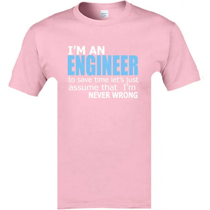 Engineer Saying Men&#39;s Prevalent Tops Shirt Word Letter Headline Crew Neck Cotton Top T-shirt Standard Short Sleeve T-Shirt Black