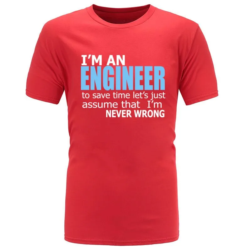 Engineer Saying Men&#39;s Prevalent Tops Shirt Word Letter Headline Crew Neck Cotton Top T-shirt Standard Short Sleeve T-Shirt Black