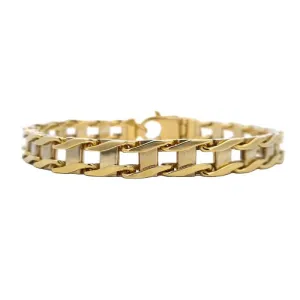 Estate Men's Fancy Link Bracelet in 14K Yellow Gold