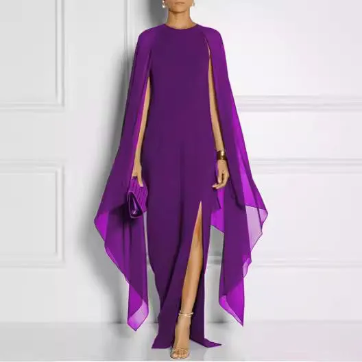 European and American Spring and Summer New Dress Wish  Hot Trade Hot Sale Chiffon Sleevelessd Tippet Evening Long Dress