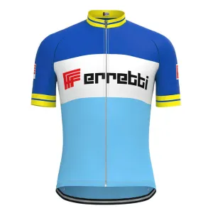 FErretti Blue Vintage Short Sleeve Cycling Jersey Top