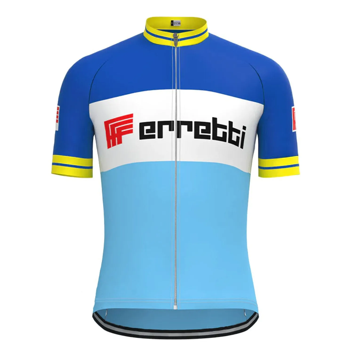 FErretti Blue Vintage Short Sleeve Cycling Jersey Top