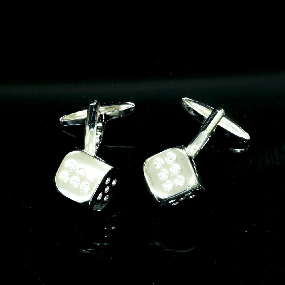 Flashy Mens Stainless Steel Dice Cufflinks for Shirt with Box - Hand Crafted Perfect Gift