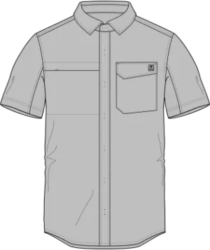 HUK TIDE POINT SOLID WOVEN SHORT SLEEVE BUTTON DOWN SHIRT - OYSTER