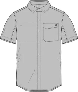 HUK TIDE POINT SOLID WOVEN SHORT SLEEVE BUTTON DOWN SHIRT - OYSTER