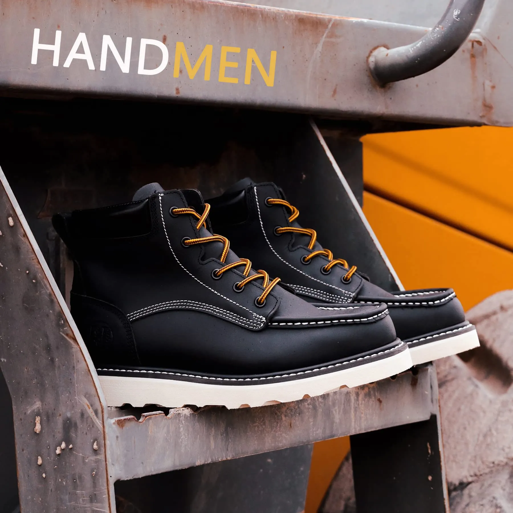 HVB 304 Men's 6" Soft Toe Non-Slip Water Resistant for Construction with Durable Rubber EVA Outsole Work Boots