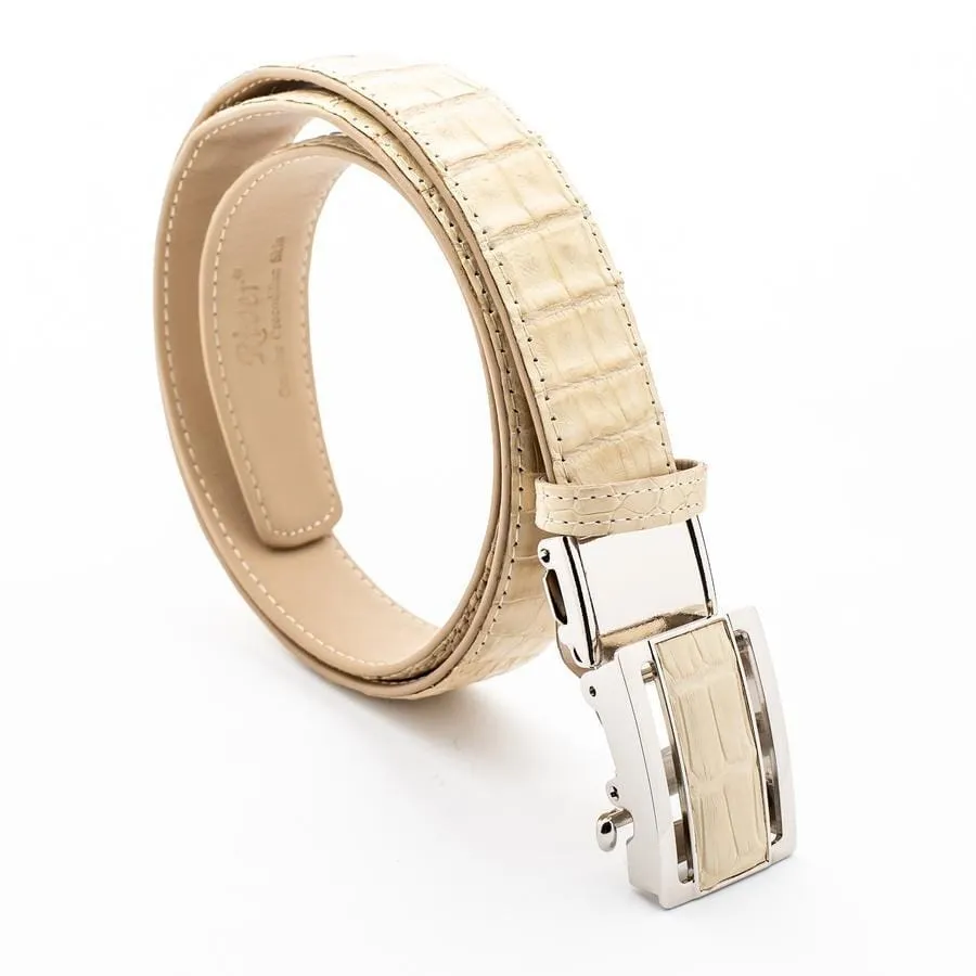 Ivory White Genuine Crocodile Belt