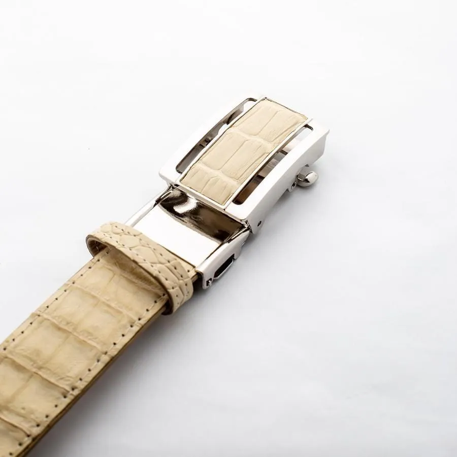 Ivory White Genuine Crocodile Belt