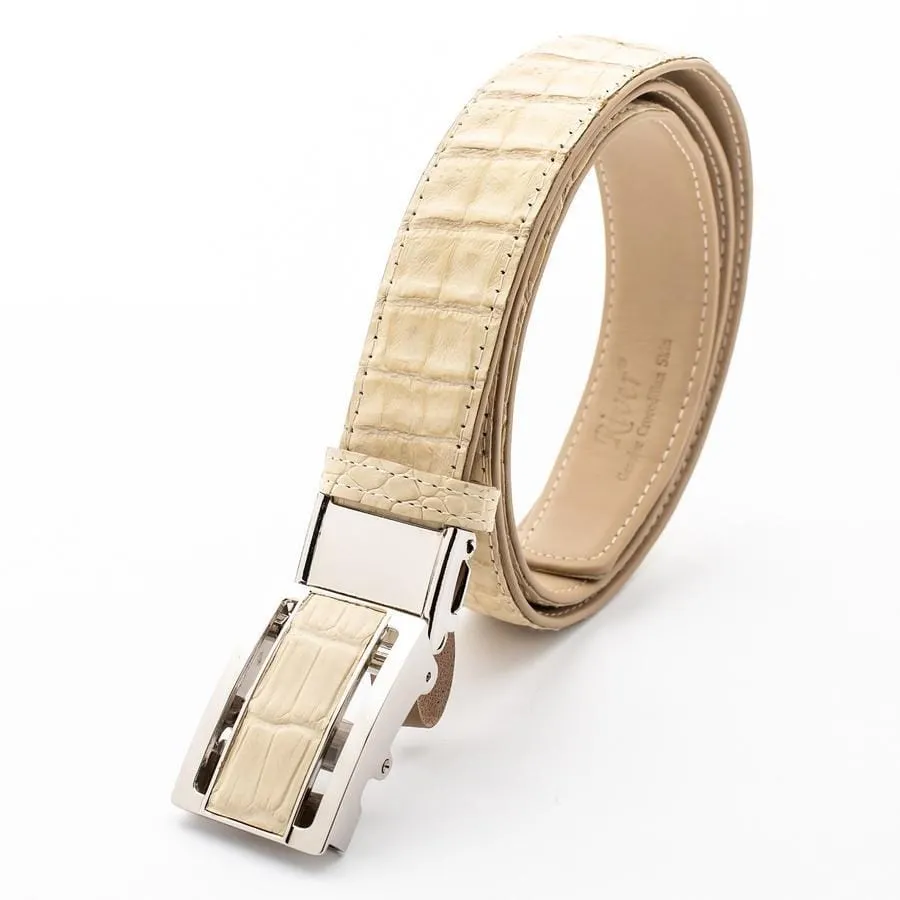 Ivory White Genuine Crocodile Belt