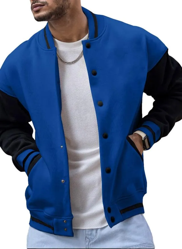 JMIERR Mens Varsity Jacket Causal Button Down Blend Letterman Jacket Slim Fit Bomber Jacket Lightweight Men Baseball Jacket