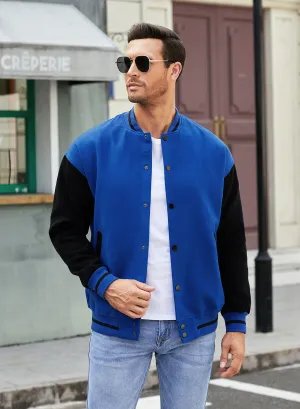 JMIERR Mens Varsity Jacket Causal Button Down Blend Letterman Jacket Slim Fit Bomber Jacket Lightweight Men Baseball Jacket