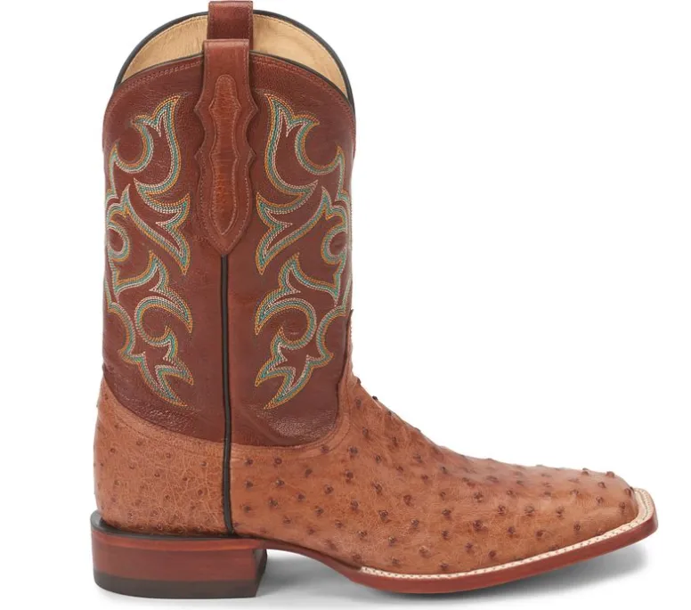 Justin Truman Cognac Full Quill Ostrich Men's Boots