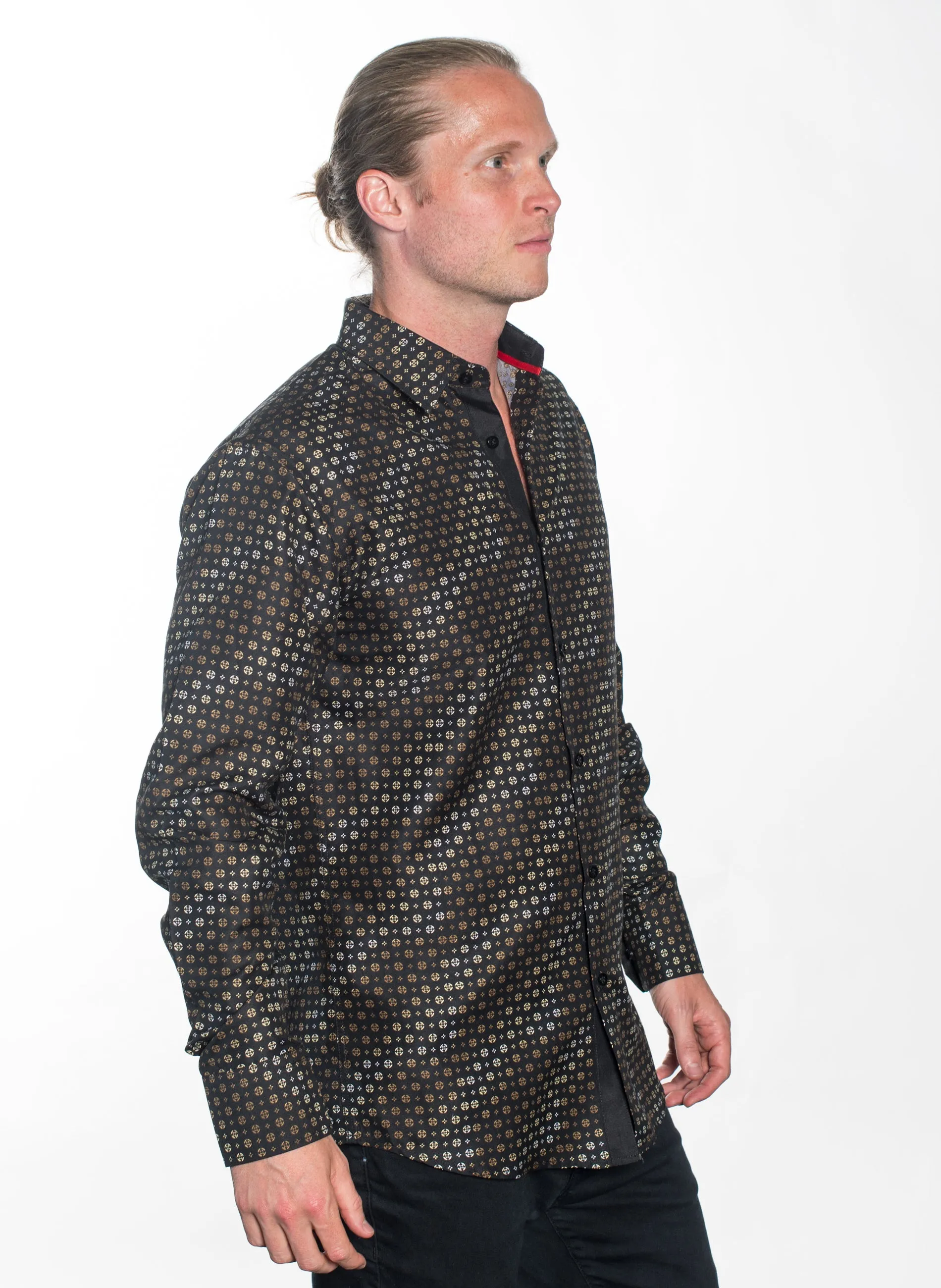LSWG-375 MEN'S PRINTED LONG SLEEVE DRESS SHIRT