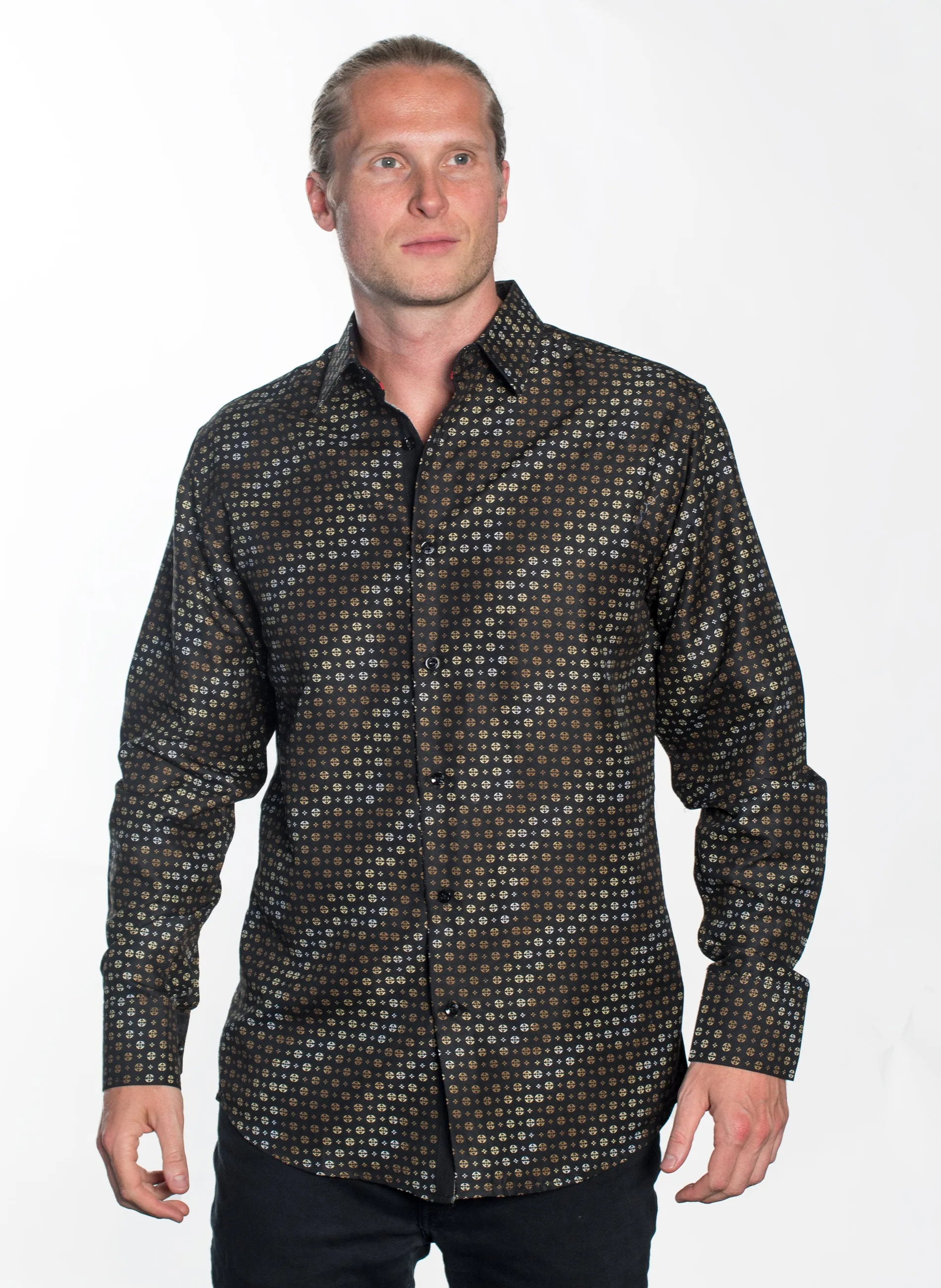 LSWG-375 MEN'S PRINTED LONG SLEEVE DRESS SHIRT