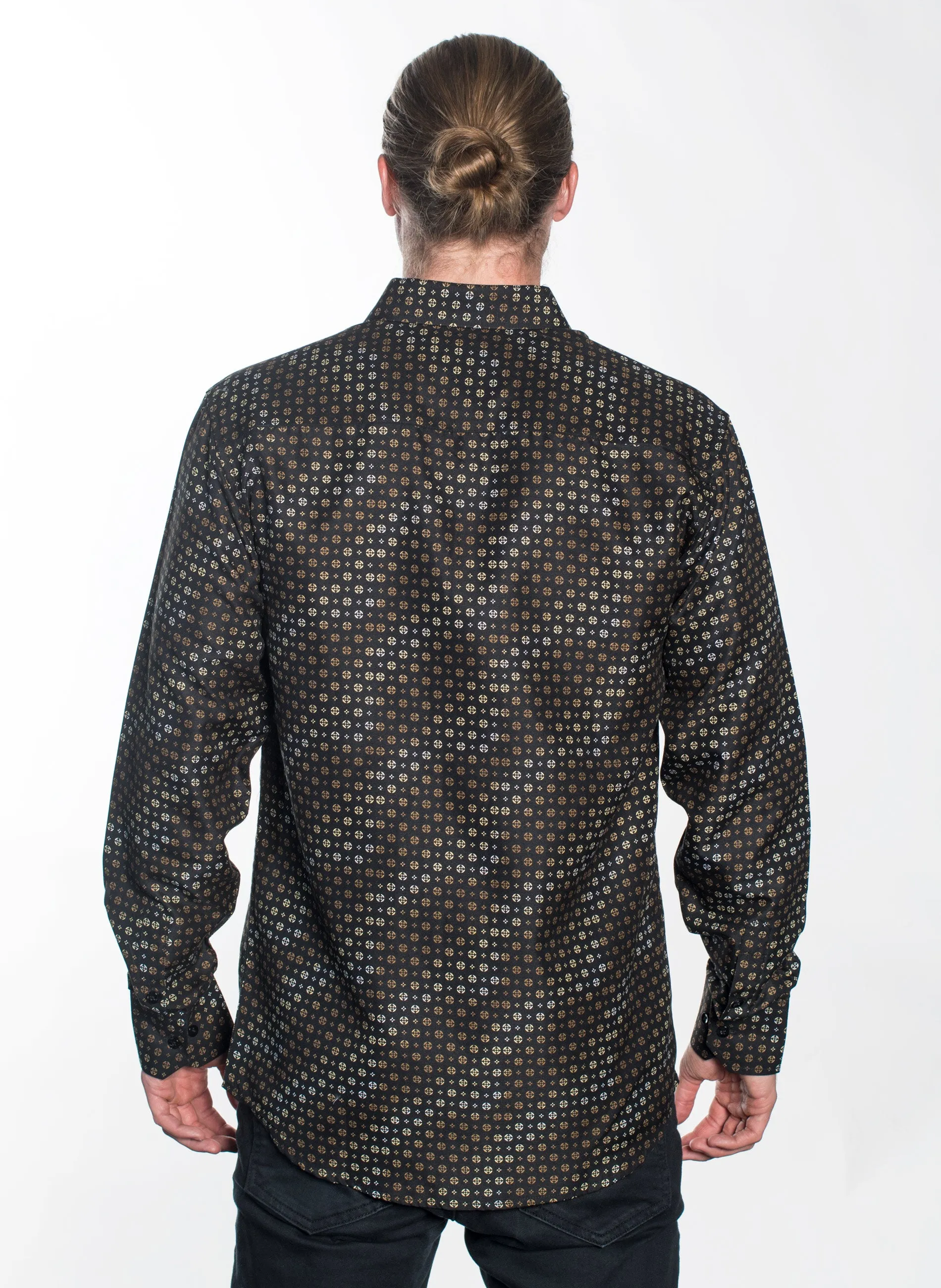 LSWG-375 MEN'S PRINTED LONG SLEEVE DRESS SHIRT