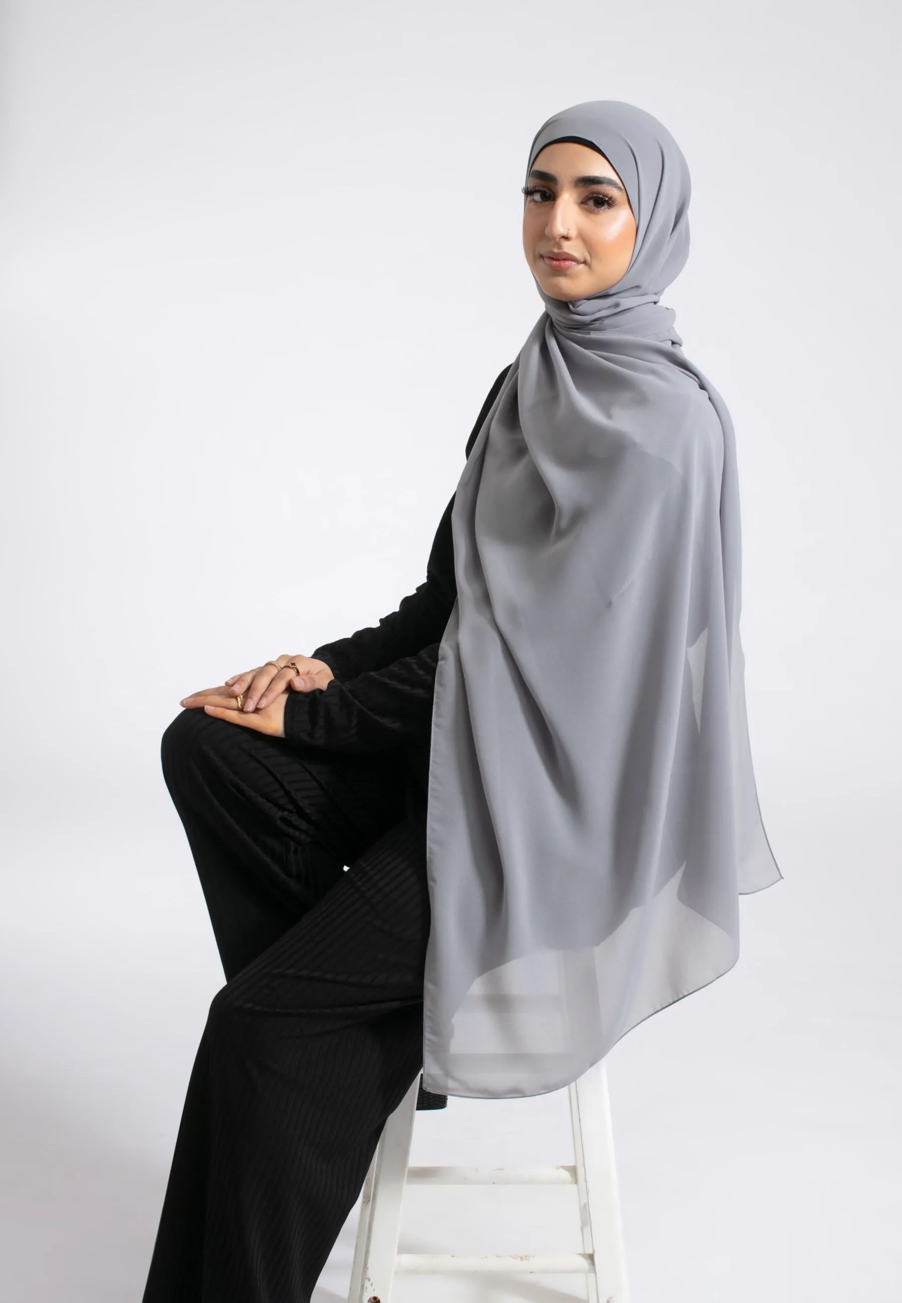 Luxury Soft Chiffon Hijab - Fossil Grey