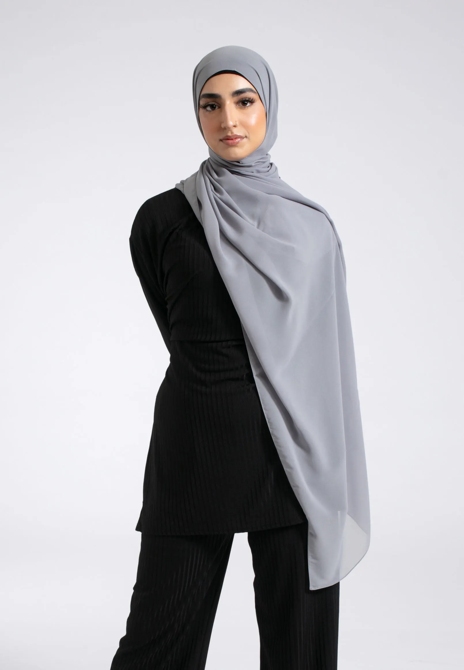 Luxury Soft Chiffon Hijab - Fossil Grey