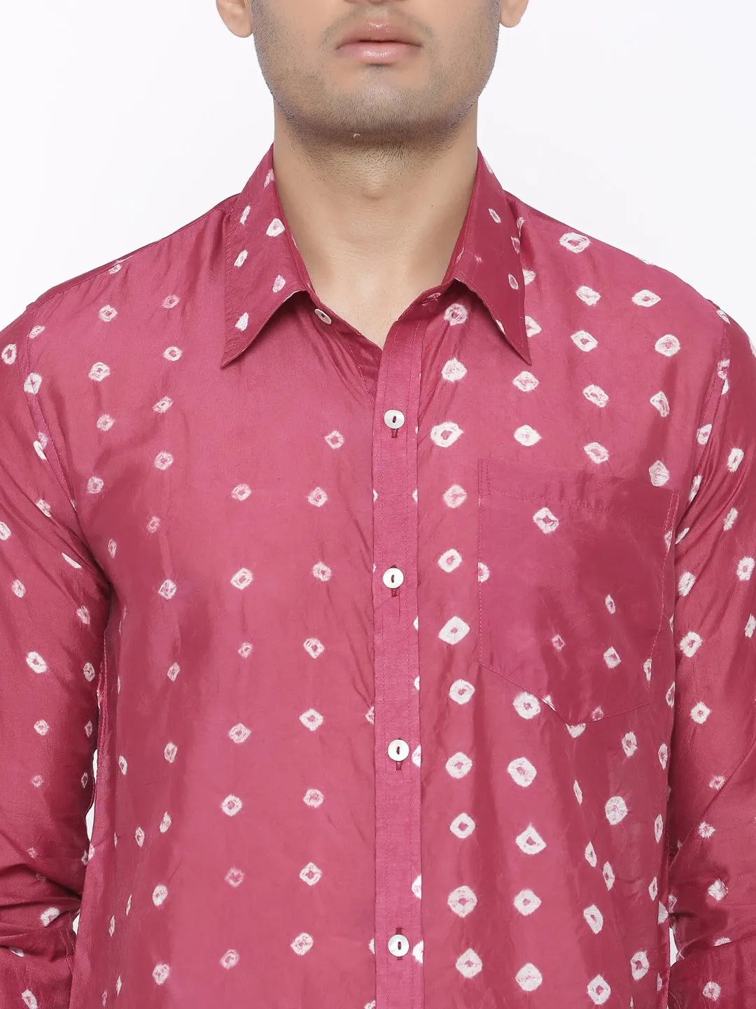 Maroon Bandhej Shirt