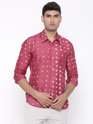 Maroon Bandhej Shirt