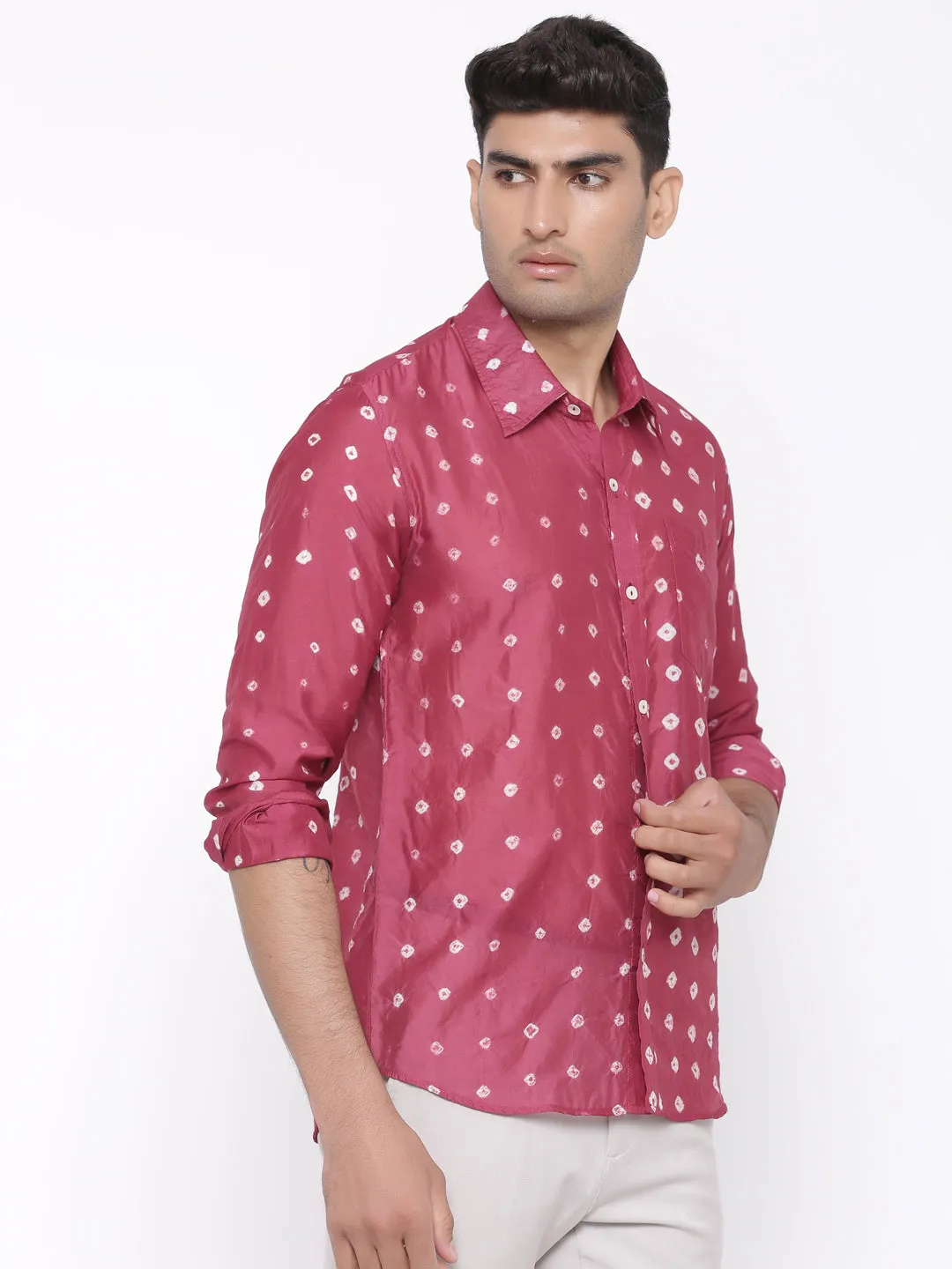 Maroon Bandhej Shirt
