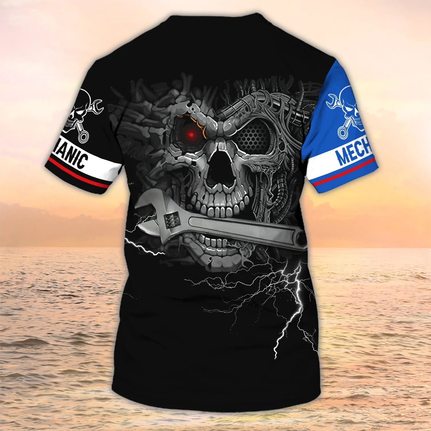 Mechanic Skull Customized Name Auto Mechanic Unisex Shirts