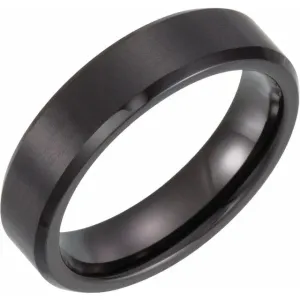 Men's Black PVD Tungsten Satin Beveled Edge Band - Special Order