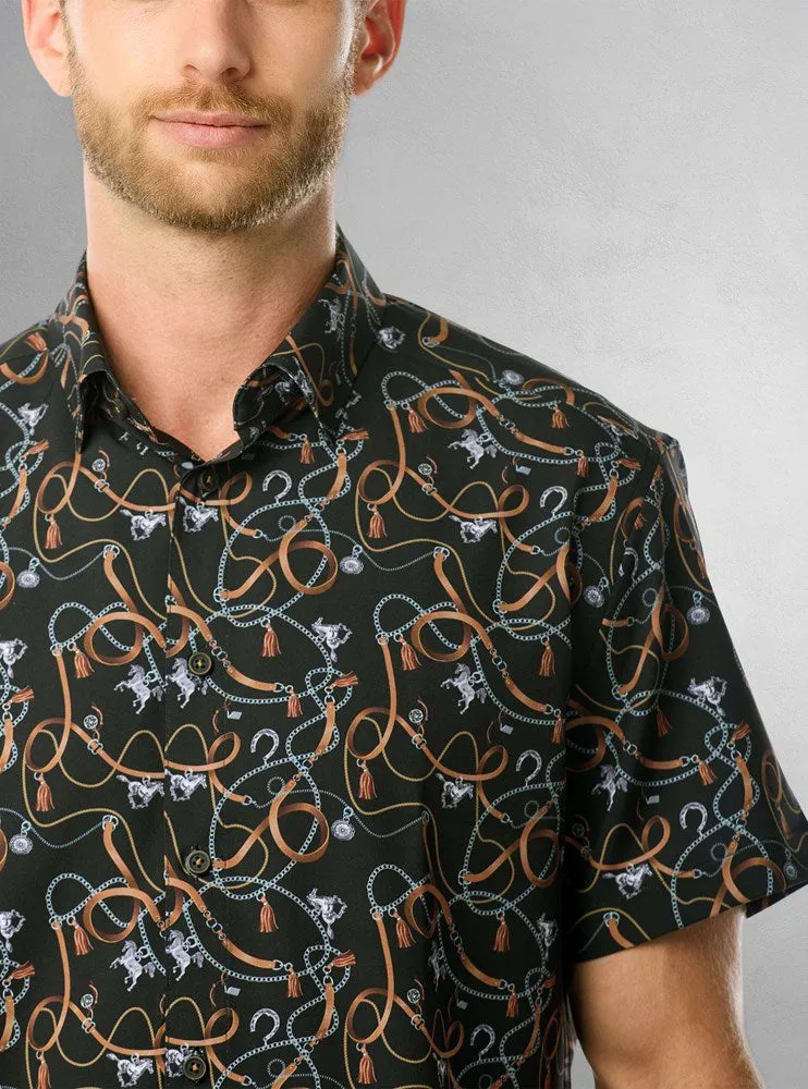 Men's casual short sleeve stretch shirt