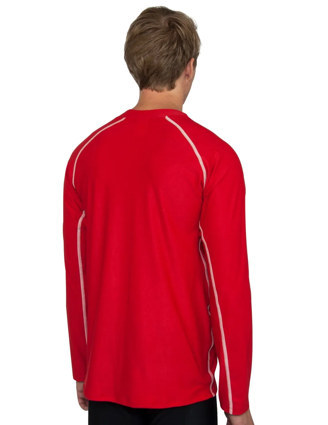 Men's  Chlorine Resistant Long Sleeve Rash Guard - Red
