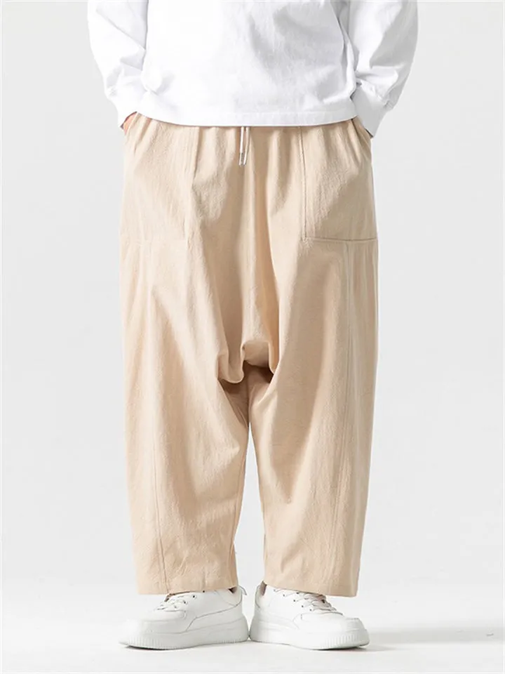Men's Durable Solid Color Multi-pocket Harem Pants