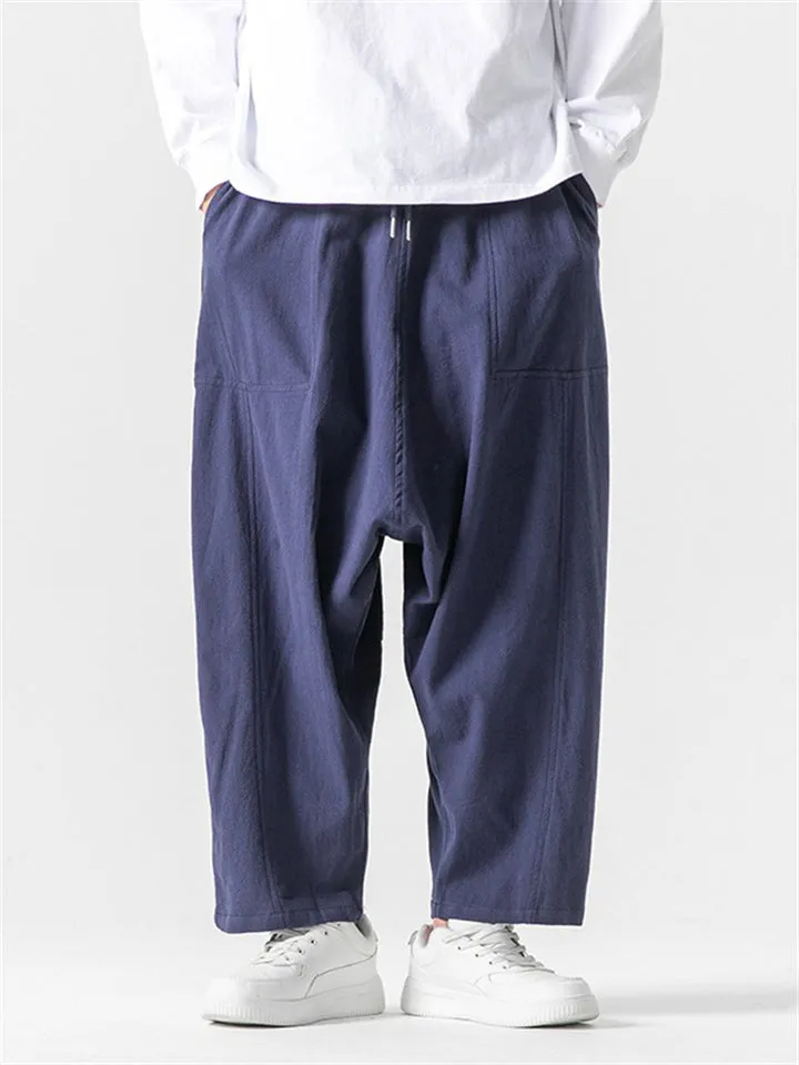 Men's Durable Solid Color Multi-pocket Harem Pants