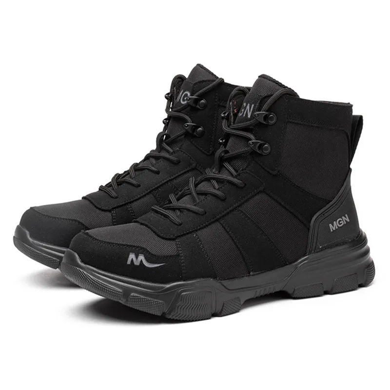 Men's High Top Lace Up Round Toe Anti-Smash Safety Work Boots