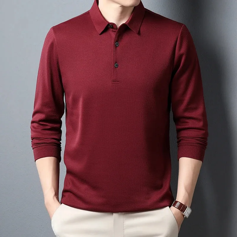 Men's Long Sleeve Business Casual Polo Shirt