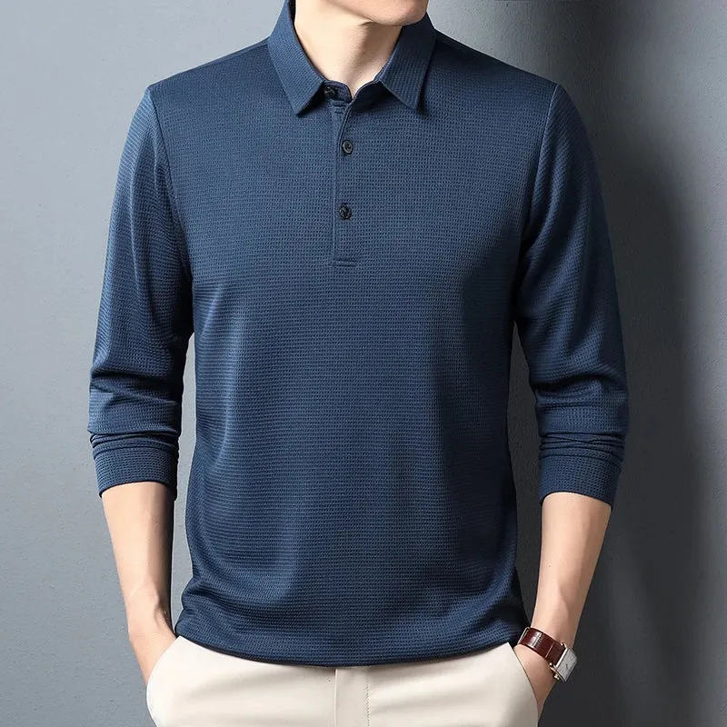 Men's Long Sleeve Business Casual Polo Shirt