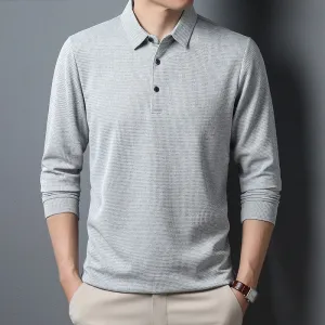 Men's Long Sleeve Business Casual Polo Shirt