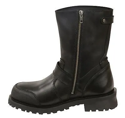 MEN'S MOTORBIKE REAL LEATHER CLASSIC ENGINEER BOOT W/ABRASION GUARD W/SIDEZIPPER