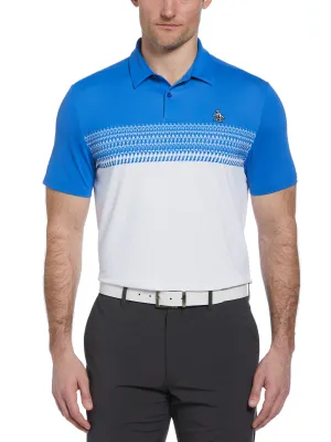 Men's Penguin Stripe Block Print Short Sleeve Golf Polo Shirt