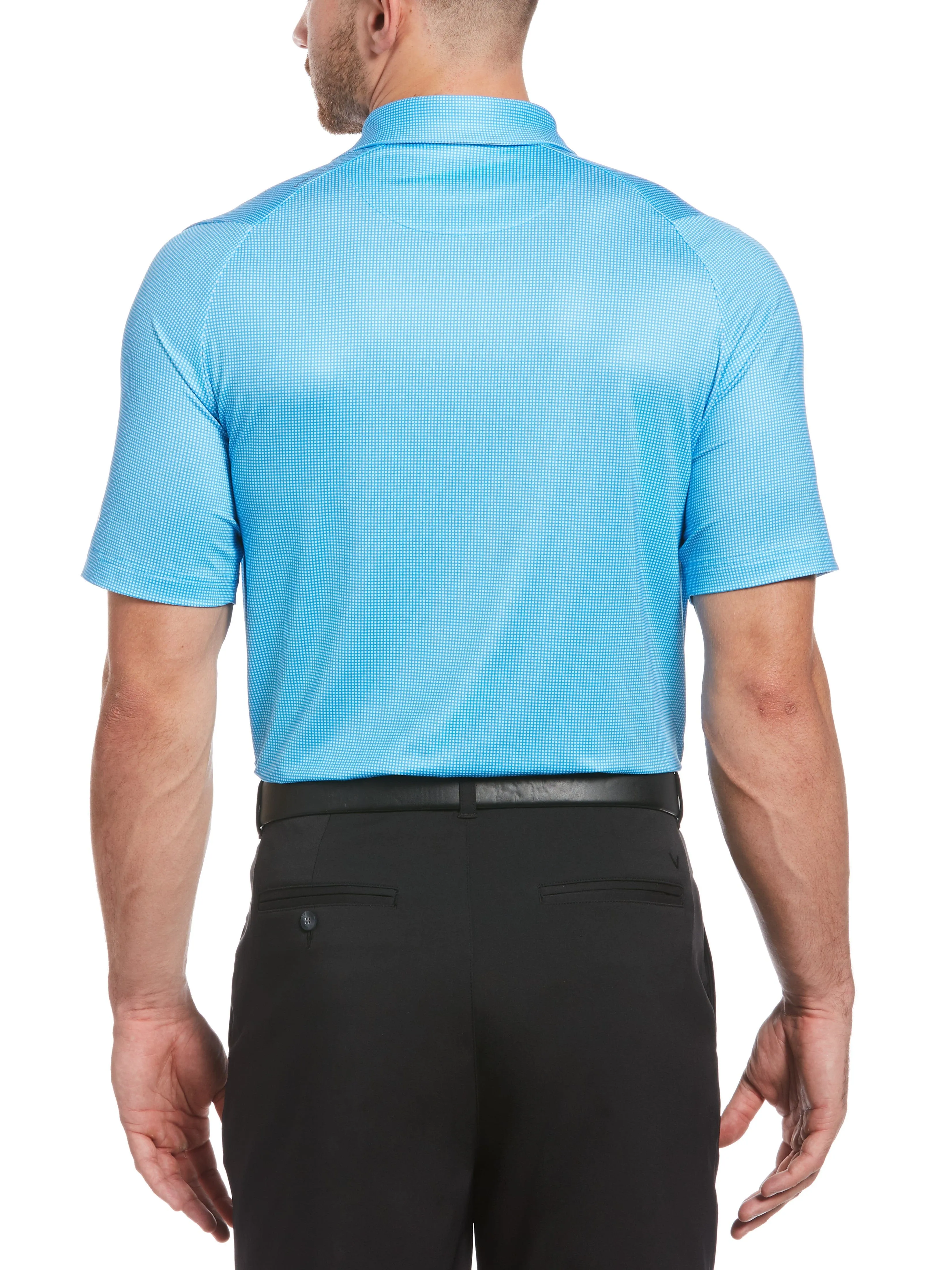 Mens Swing Tech Gingham Printed Golf Polo