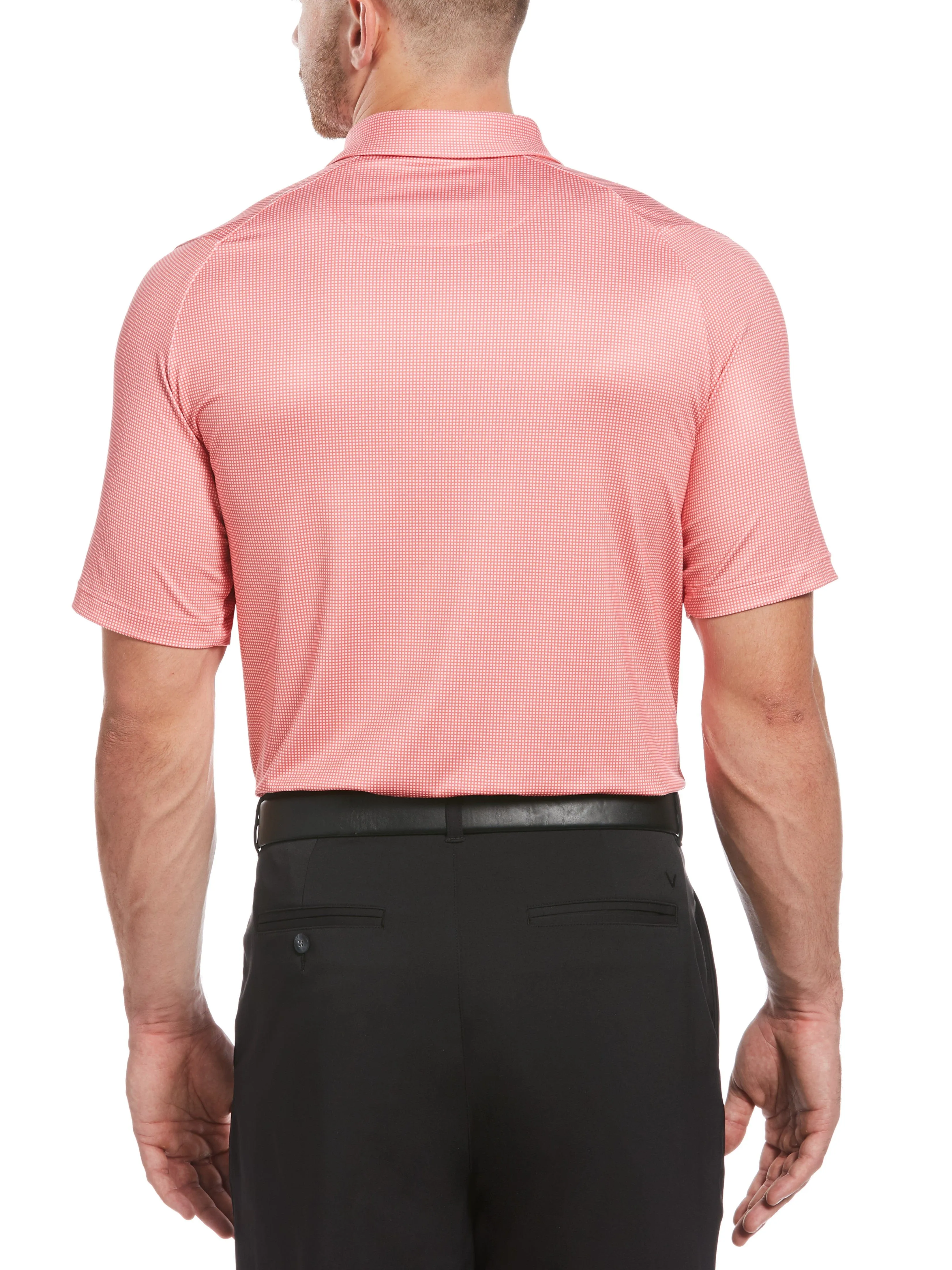 Mens Swing Tech Gingham Printed Golf Polo