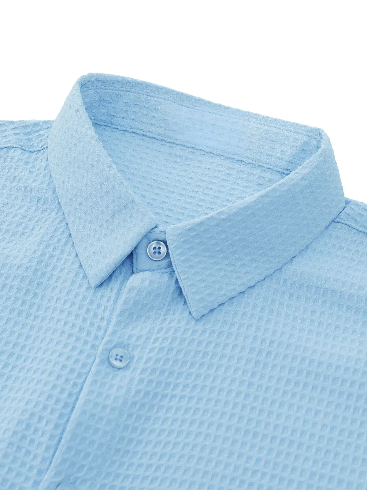 Men's Textured Waffle Casual Button Long Sleeve Dress Shirts