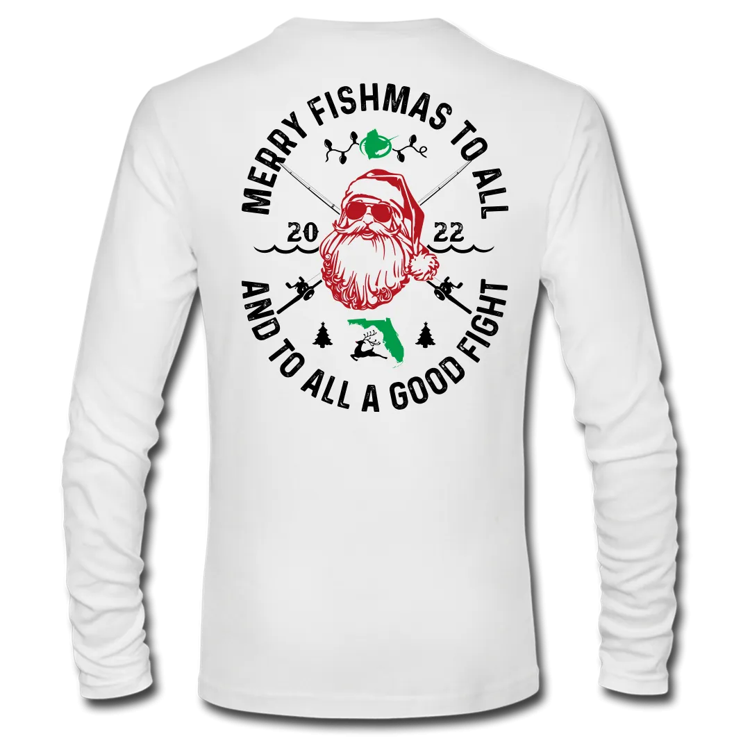Merry Fishmas - Long Sleeve Performance Shirt - White