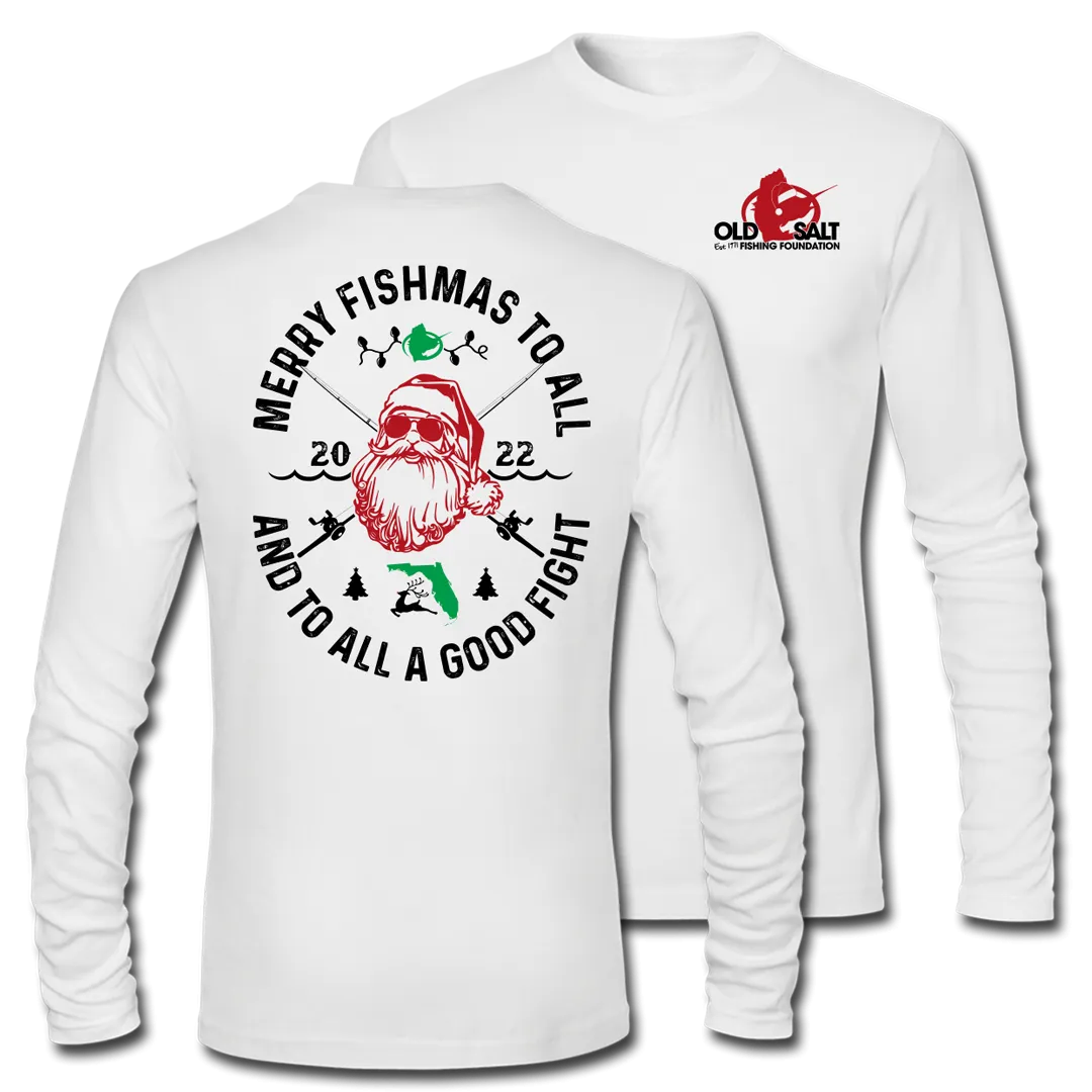Merry Fishmas - Long Sleeve Performance Shirt - White