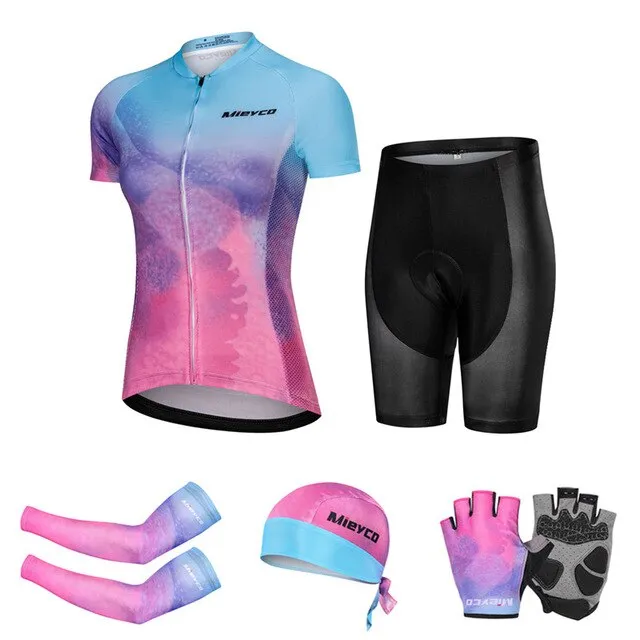 Mieyco New Cycling Jersey Short Sleeve Set ProTeam MTB Bicycle Suits Roupe Ciclismo Feminina Summer Breathable Quick Dry T Shirt