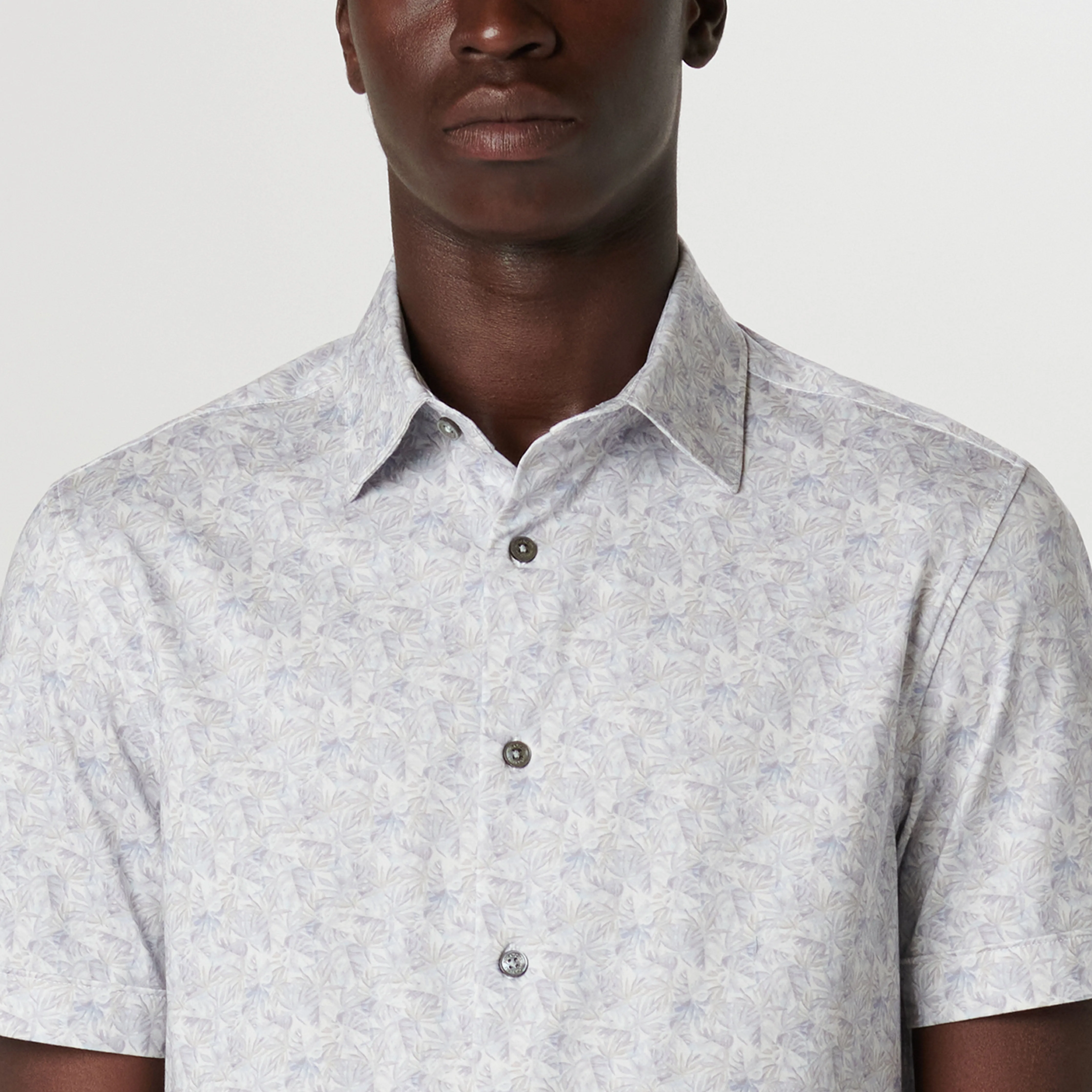 Miles Leaf Print OoohCotton Short Sleeve Shirt