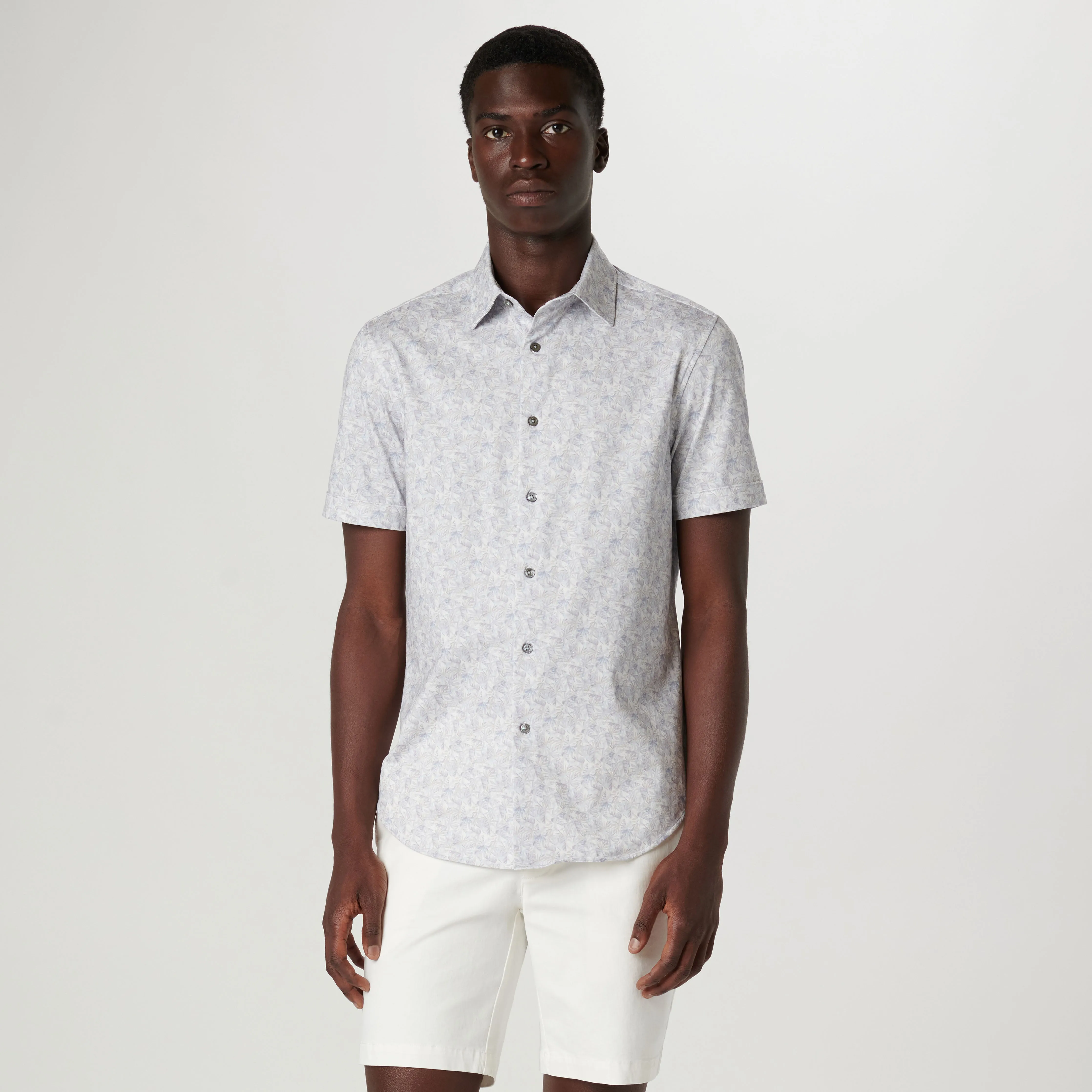 Miles Leaf Print OoohCotton Short Sleeve Shirt