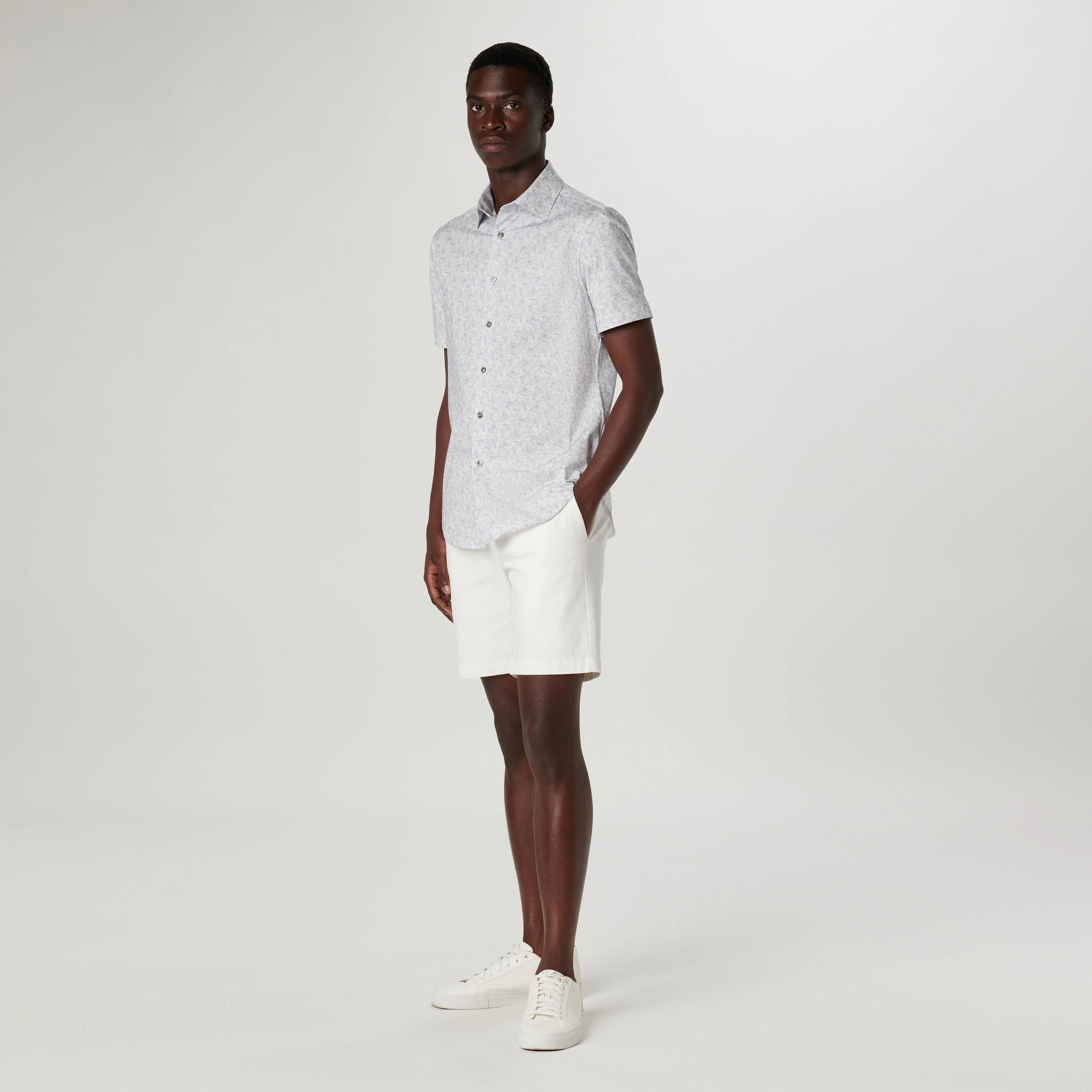 Miles Leaf Print OoohCotton Short Sleeve Shirt