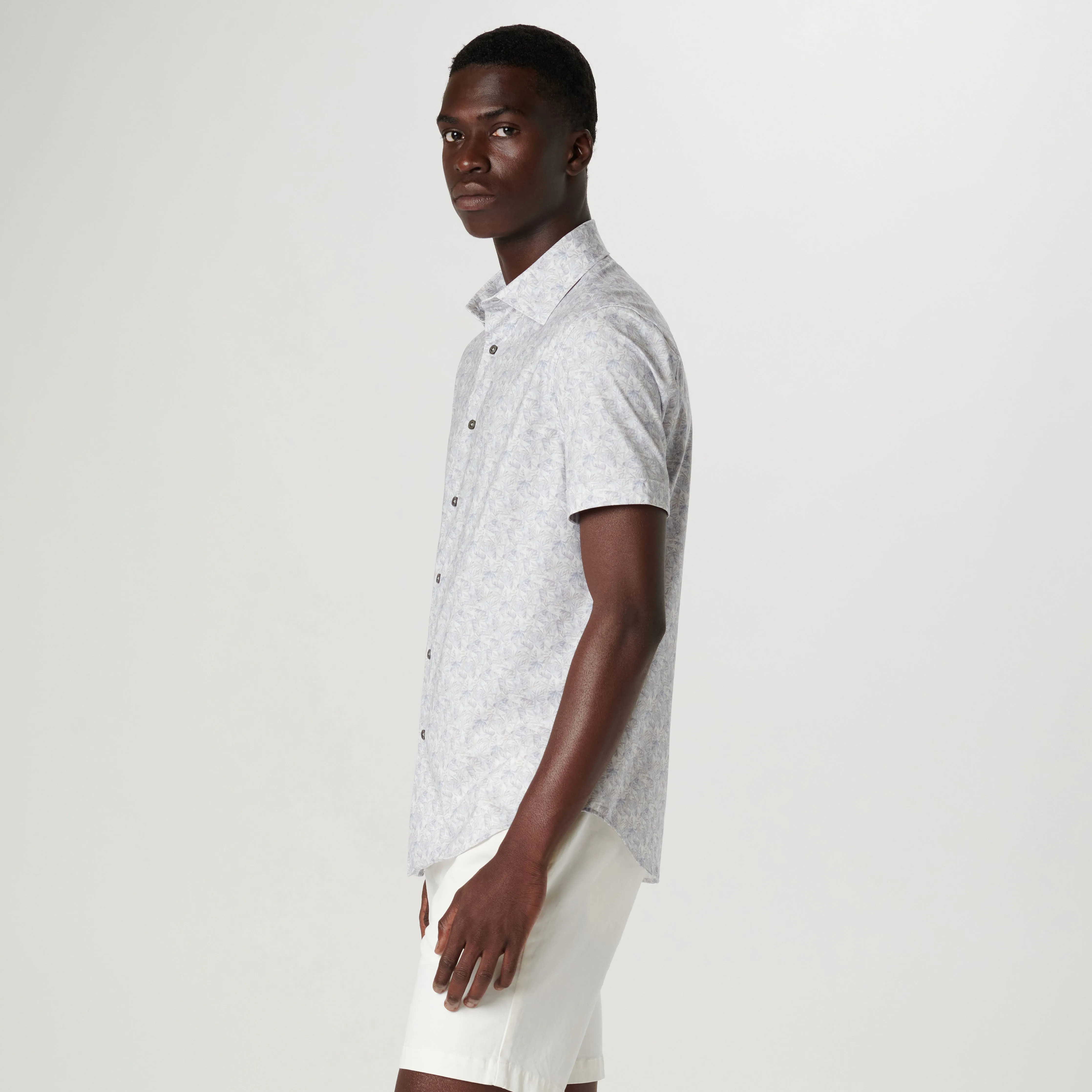 Miles Leaf Print OoohCotton Short Sleeve Shirt