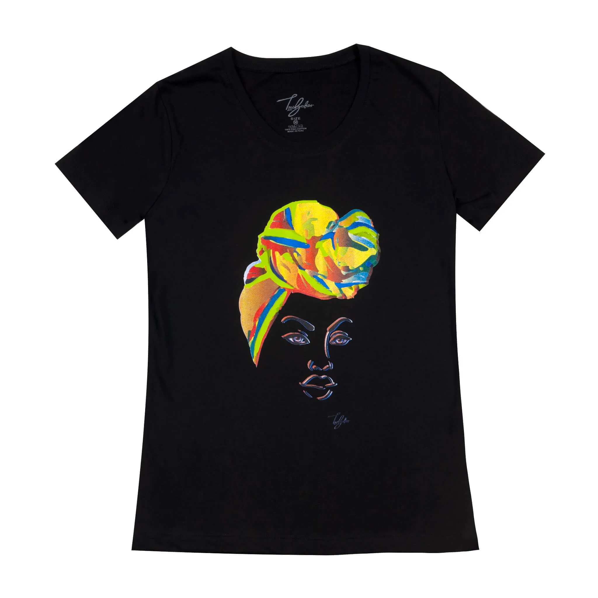 MISS AFRICA WITH BIRTHDAY HEAD WRAP (LADIES SHORT SLEEVE T-SHIRT)