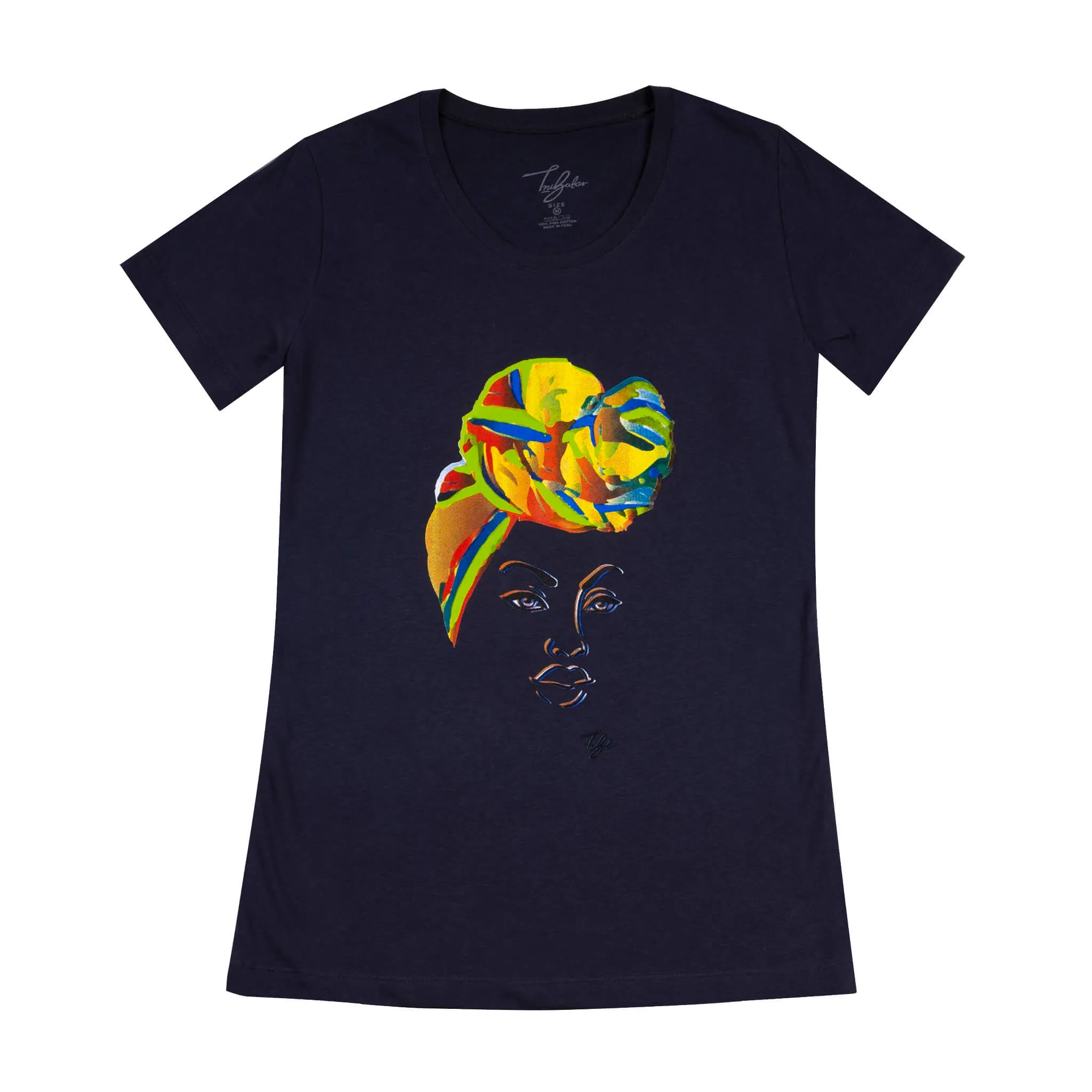 MISS AFRICA WITH BIRTHDAY HEAD WRAP (LADIES SHORT SLEEVE T-SHIRT)